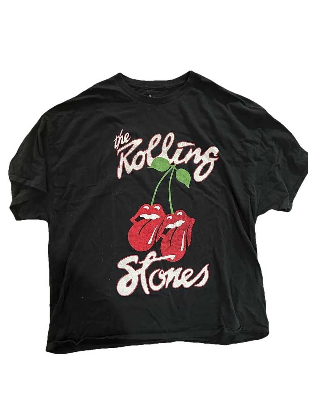 Rolling Stones Cherry Tongue Logo T Shirt XXL Black Band Rock Graphic